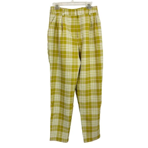 ASOS Bright Funky Plaid Pleat Front Tapered Pants Y2K Business Casual Size 0 - Picture 1 of 8